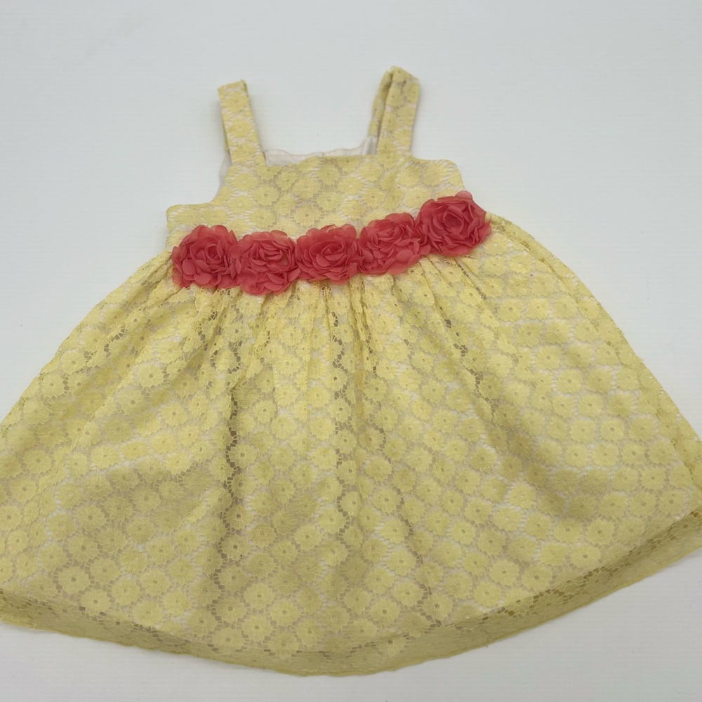 Marmellata Baby Girls Yellow Sundress With Red Flowers 18 M
